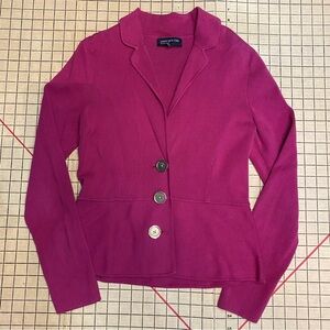 Jones New York Fuchsia Knit Blazer with Peplum Detail, Size S